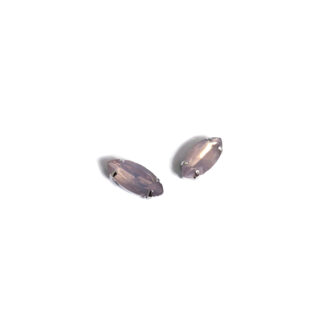 Silvery metal claws cup faceted eye yellowish pink sew-on rhinestones - size 6 х 14 mm - 2 pieces