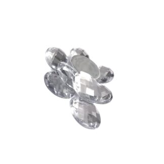 Faceted flat-back oval silvery sew-on rhinestones - size 18 х 25 mm - 4 pieces
