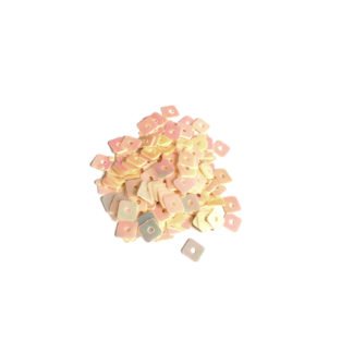 Iridescent light orange square sequins - size 4 mm - weight 5 g
