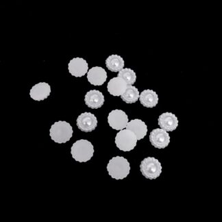 Pearly round white plastic sunflower cabochon by piece - diametre 9 mm