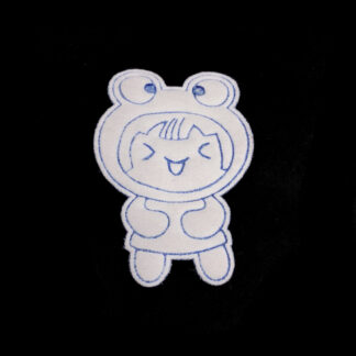 Blue and white eyes hat fabric girl decoration - size 43 x 62 mm