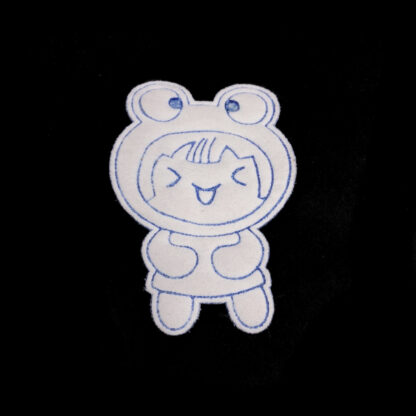 Blue and white eyes hat fabric girl decoration - size 43 x 62 mm