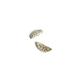 Three-hole clear rhinestones golden metal spacer connector - size 4 x 8 x 20 mm