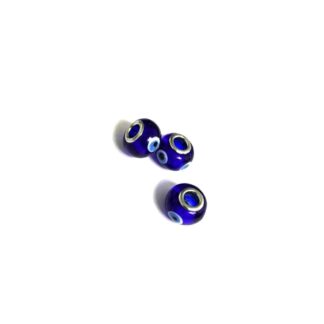 White and black evil eye blue glass and silvery metal bead - diametre 14 mm
