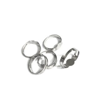 Silvery metal open ring base - size 7 x 17 mm - 5 pieces