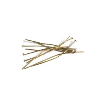 Flat head golden metal pins - length 50 mm - 10 pieces