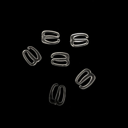 Bra strap adjustment transparent plastic g-hook - size 11 x 13 mm - 6 pieces