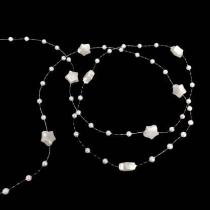 Cream white stars and balls beads by metre - size 3 - 9 mm