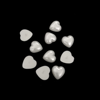 Pearly flat-back plastic heart cabochons - size 12 mm - 10 pieces
