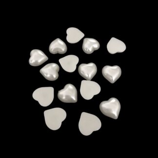 Pearly flat-back heart plastic cabochons - size 15 mm - weight 10 g