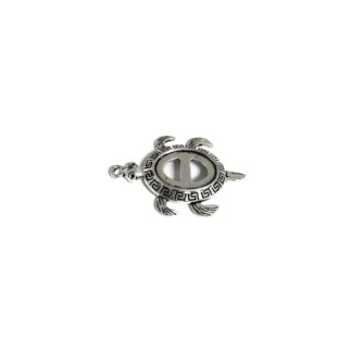 Silvery metal turtle pendant - size 30 x 40 mm