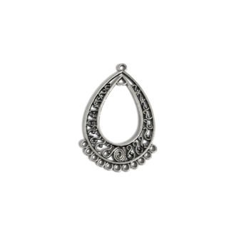 Silvery metal drop 11 hole earring connector pendant - size 32 x 50 mm