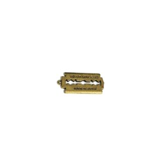 Golden metal razor blade pendant - size 15 x 30 mm