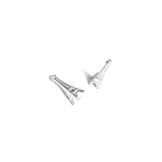 Silvery metal tower pendant - size 8 x 24 mm