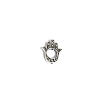 Silvery metal hamsa hand bead - size 16 x 20 mm