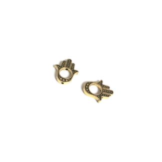 Golden metal hamsa hand beads - size 13 x 15 mm - 2 pieces