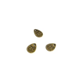 Golden metal drop Made for You pendants - size 8 x 11 mm - 3 pieces