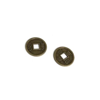 Square hole brass metal coin - diametre 20 mm