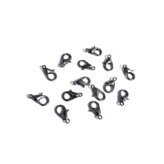 Dark grey metal lobster clasps - size 7 x 12 mm - 2 pieces