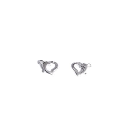 Silvery metal heart clasp - size 13 mm