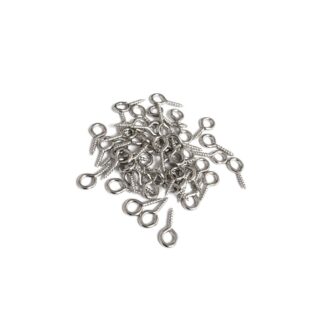 Silvery metal screw eye pins - size 4.5 x 10 mm - weight 5 g