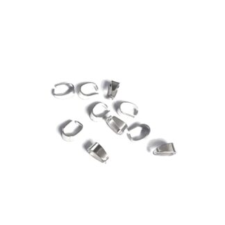 Silvery metal pendant pinch bail clasps - size 6 x 9 mm - 10 pieces