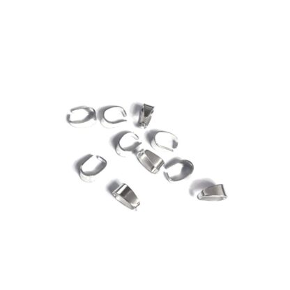 Silvery metal pendant pinch bail clasps - size 6 x 9 mm - 10 pieces