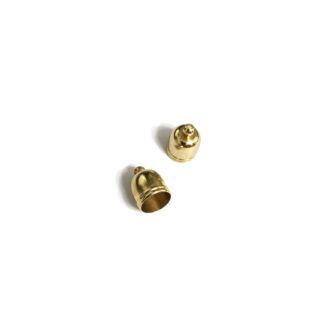 Golden metal cord end caps - size 10 x 13 mm - 2 pieces