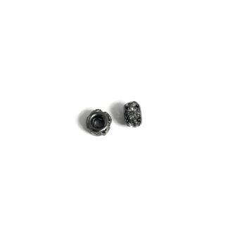 Clear rhinestones dark grey metal round beads - diametre 8 mm - 2 pieces