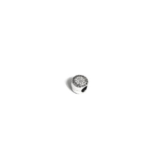 Clear rhinestones silvery metal Pandora bead - diametre 9 mm