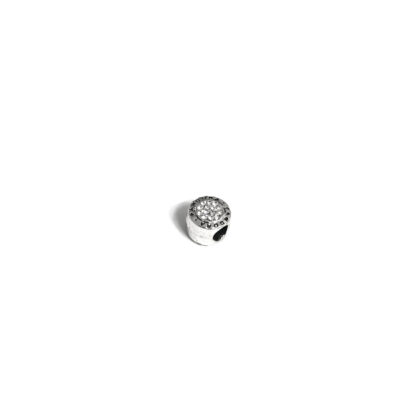 Clear rhinestones silvery metal Pandora bead - diametre 9 mm