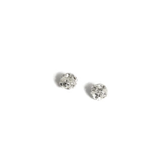 Clear rhinestones silvery metal ball beads - diametre 9 mm - 2 pieces