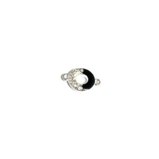 Black silvery metal ring connector - size 14 x 20 mm