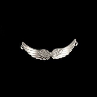 Clear rhinestones silvery metal wings connector - size 18 x 55 mm
