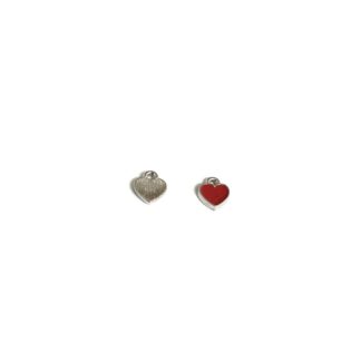 Red heart silvery metal pendants - size 8 mm - 2 pieces