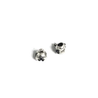 Three black dots silvery metal heart pendant - size 10 x 12 mm