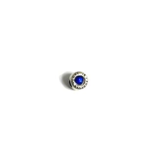 Faceted blue rhinestones LOVE IS FOREVER silvery metal bead - diametre 10 mm