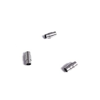 Silvery metal cylinder slide-in magnetic clasp - size 8 x 15 mm