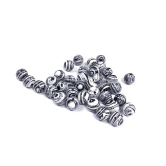 Round black and white glass beads - diametre 10 mm