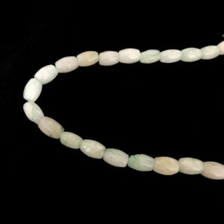 Oval greenish white jade stone beads - size 8 x 12 mm