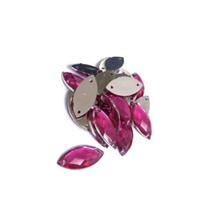 Faceted flat-back pink eye sew-on rhinestones - size 9 x 19 mm - approximately 20 pieces