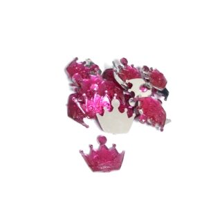 Silvery flat-back pink crown rhinestones - size 16 x 20 mm - approximately 18 pieces