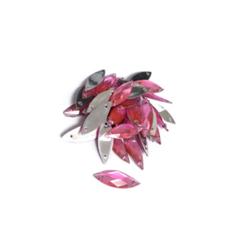 Faceted flat-back light pink eye sew-on rhinestones - size 7 x 21 mm - approximately 37 pieces