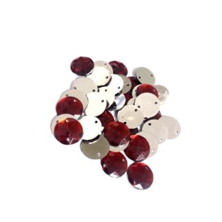 Faceted round flat-back red sew-on rhinestones - голч 11 мм - approximately 36 pieces