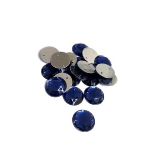 Faceted round flat-back blue sew-on rhinestones - diametre 12 mm - approximately 19 pieces