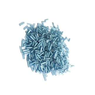 Silvery blue bugle beads - size 2 x 6 mm - weight 50 g