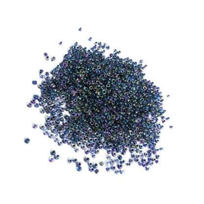 Iridescent round greyish blue seed beads - size 2 mm - weight 50 g