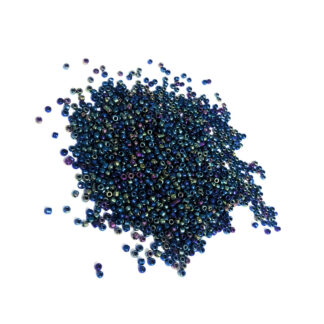 Iridescent round blue seed beads - size 2.5 mm - weight 50 g