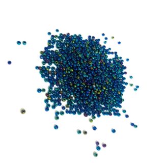 Iridescent round blue seed beads - size 2 mm - weight 50 g