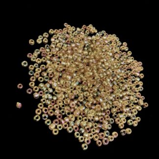 Iridescent round yellow seed beads - size 3 mm - weight 50 g